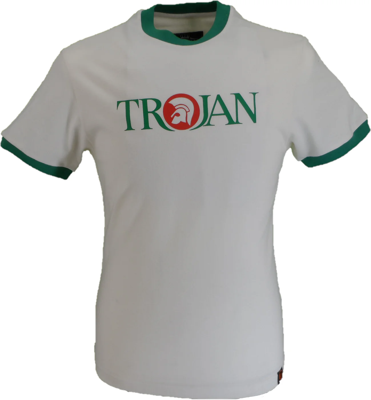 Trojan Mens Ecru Rasta Logo 100% Cotton Peach T-Shirt - immagine 2