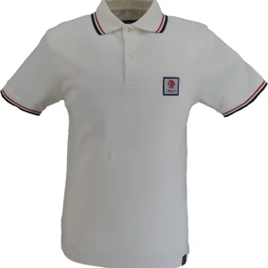 Trojan Mens Ecru Flag Badge Twin Tipped Polo Shirt