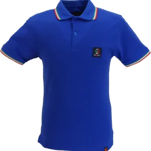 Trojan Mens Italia Blue Flag Badge Twin Tipped Polo Shirt