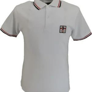 Trojan Mens White St George Badge Twin Tipped Polo Shirt