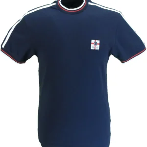 Trojan Mens Navy Blue St George Badge Tipped Pique T Shirt