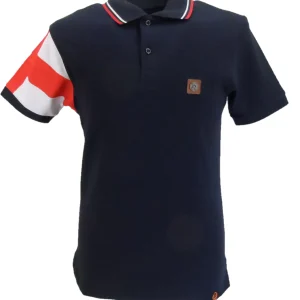 Trojan Mens Navy George Flag Twin Tipped Polo Shirt
