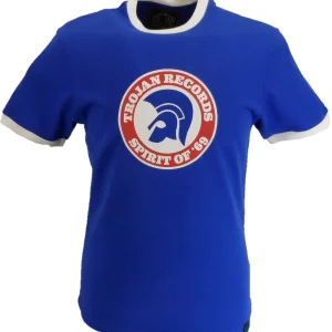 Trojan Mens Cobalt Blue Spirit of 69 100% Cotton Peach T-Shirt