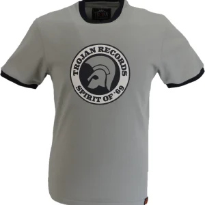 Trojan Mens Grey Spirit of 69 100% Cotton Peach T-Shirt
