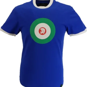 Trojan Mens Cobalt Blue Target 100% Cotton Peach T-Shirt