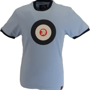 Trojan Mens Powder Blue Target 100% Cotton Peach T-Shirt