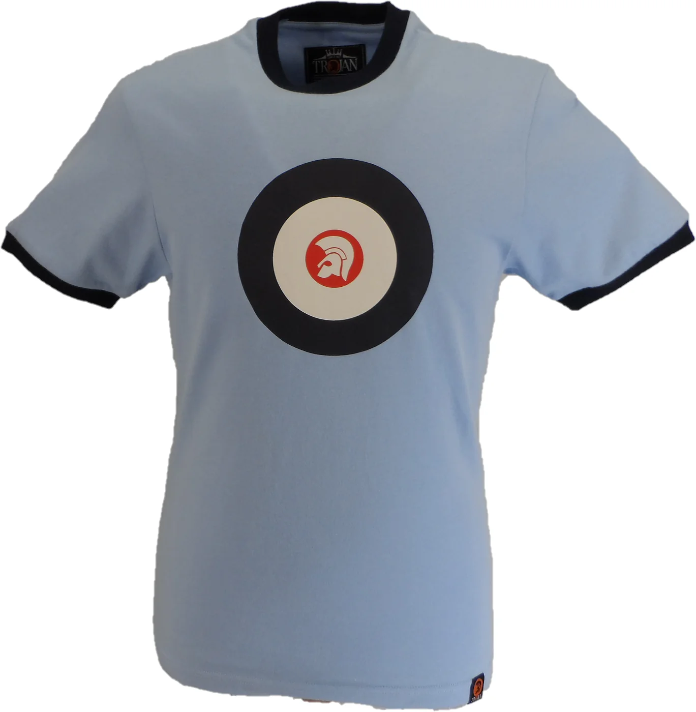 Trojan Mens Powder Blue Target 100% Cotton Peach T-Shirt