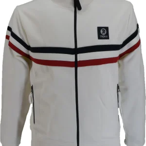 Trojan Mens Ecru Retro Stripe Track Top Track Tops