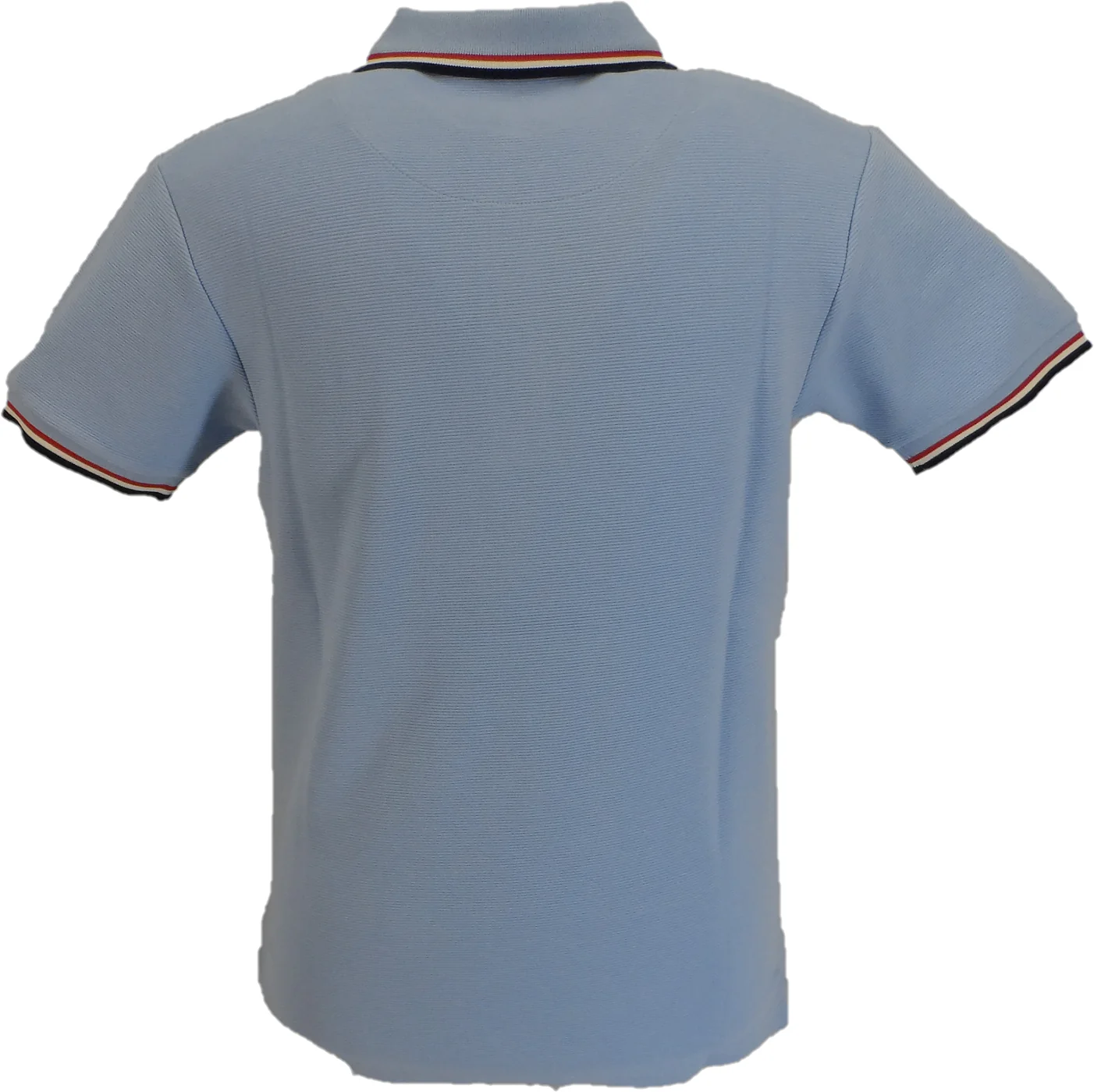 Trojan Mens Powder Blue Rib Chrome-effect Zip Tipped Polo Shirt - immagine 3