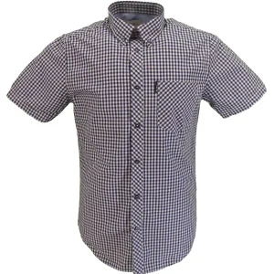 Ben Sherman Mens Dark Blue Gingham Check Short Sleeved Shirts …