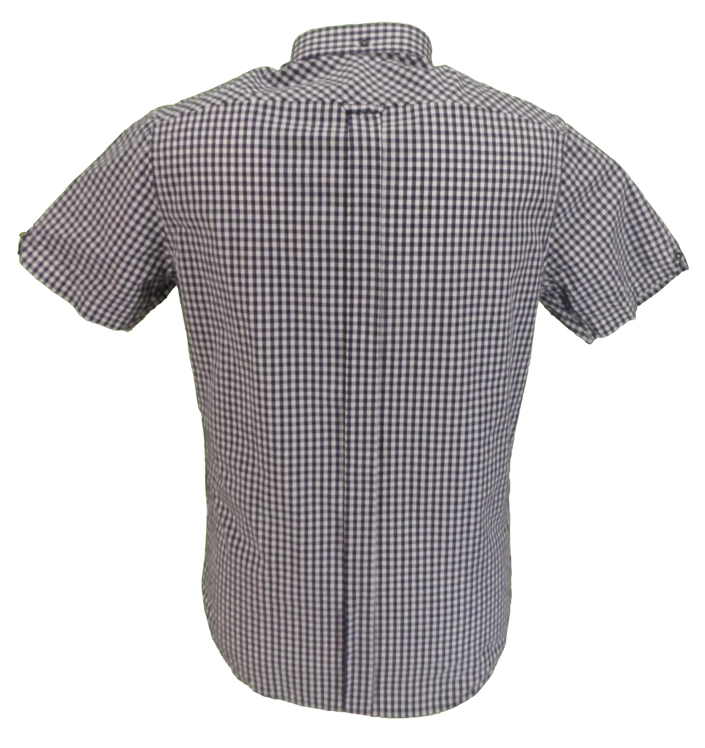 Ben Sherman Mens Dark Blue Gingham Check Short Sleeved Shirts … - immagine 3
