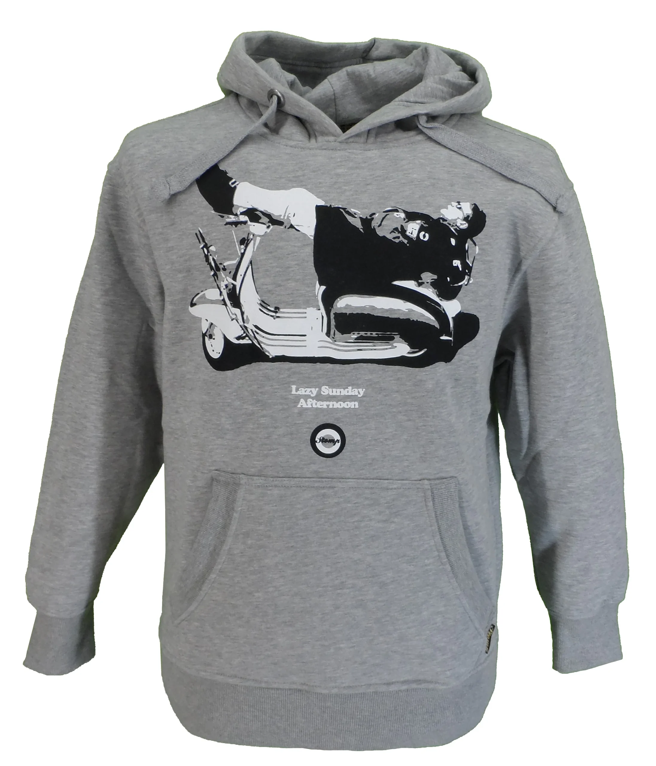 Stomp Mens Grey Lazy Sunday Retro Hoodies - immagine 2