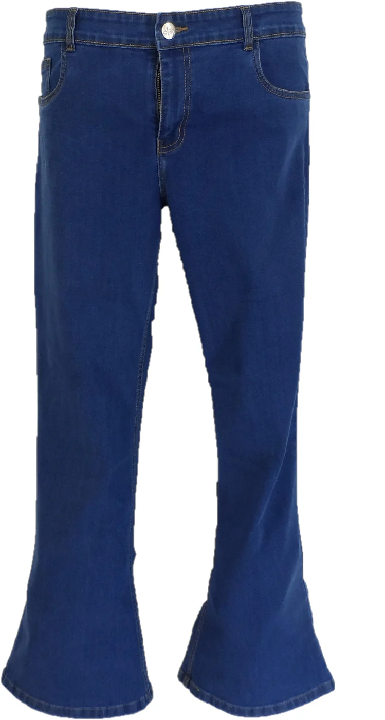 Run & Fly Mens Stone Wash Denim Bell Bottom Flares Jeans - immagine 2