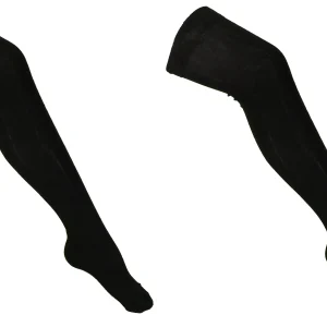 LADIES 2 PAIR PACK OF BLACK OVER THE KNEE SOCKS