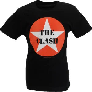 Mens Black Official The Clash Star Badge T Shirt