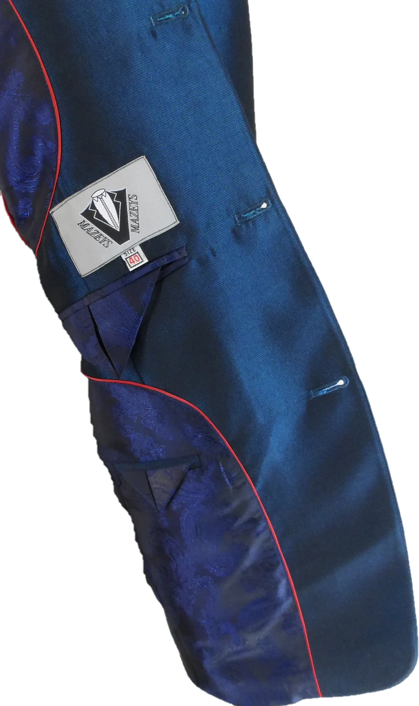 Mazeys Mens Teal Blue Suit Jacket - immagine 5