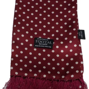 Tootal Vintage Burgundy/Cream Polka Dot 100% Silk Scarf