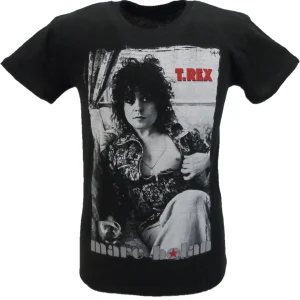 Mens Black Official T Rex Bolan Picture  T Shirt