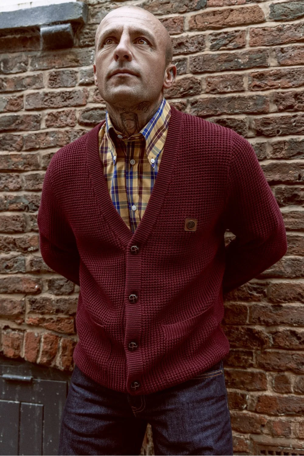 Trojan Classics Retro Waffle Knit Port Red Cardigan - immagine 4