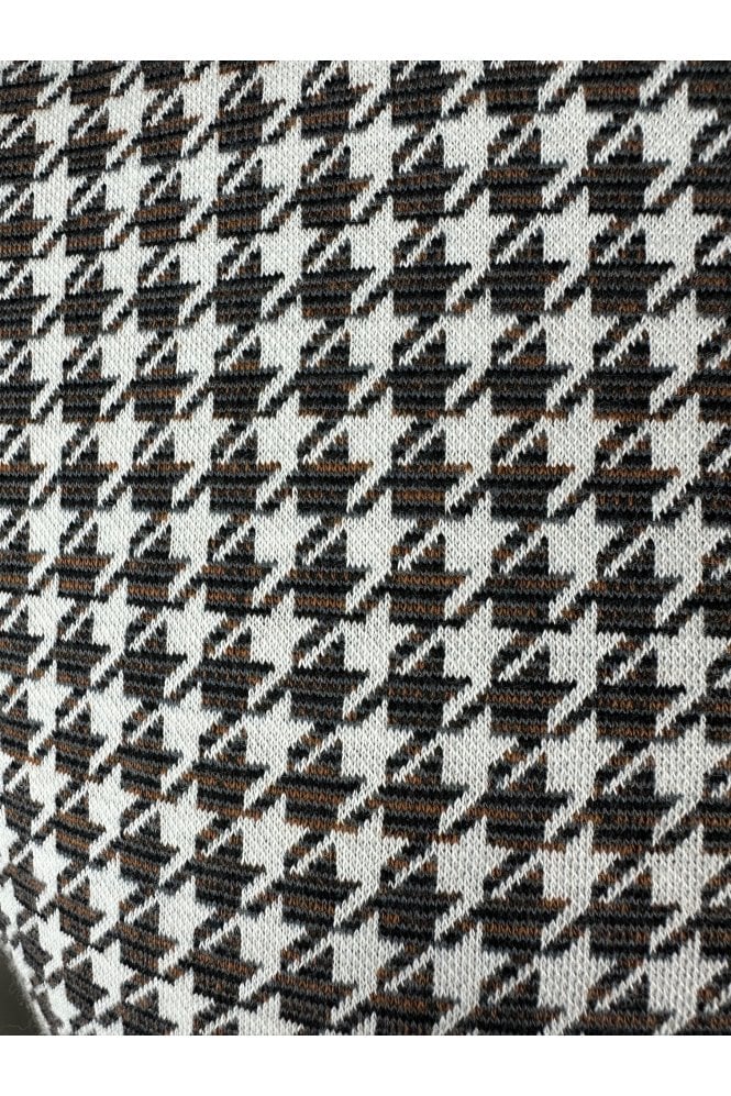 Trojan Mens Tan Brown Houndstooth Panel Polo Shirt - immagine 4