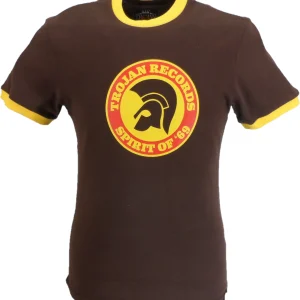 Trojan Records Mens Brown Spirit of 69 100% Cotton Peach T-Shirt