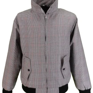 Mazeys Mens Grey Prince of Wales Harrington Jacket