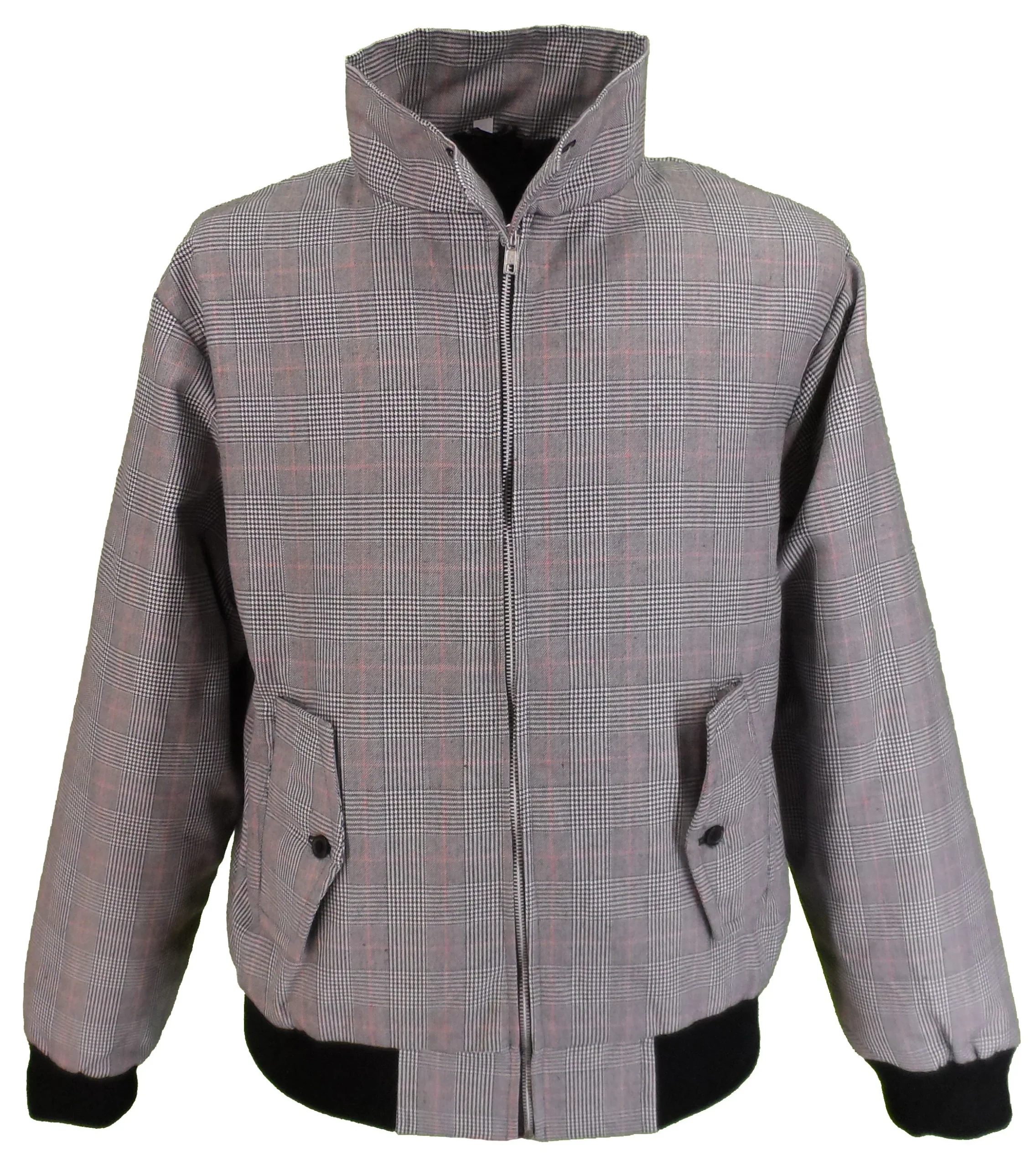 Mazeys Mens Grey Prince of Wales Harrington Jacket - immagine 2