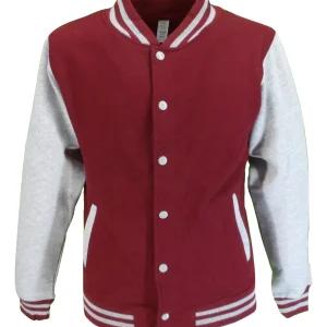 Burgundy/Grey Varsity Letterman Jacket
