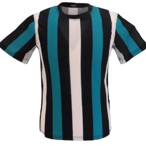 Mens Turquoise Vertical Striped Mod T Shirts