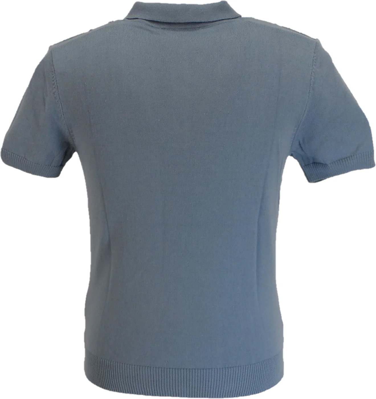 Relco Mens Sky Blue Retro Striped Knitted Polo Shirts - immagine 3