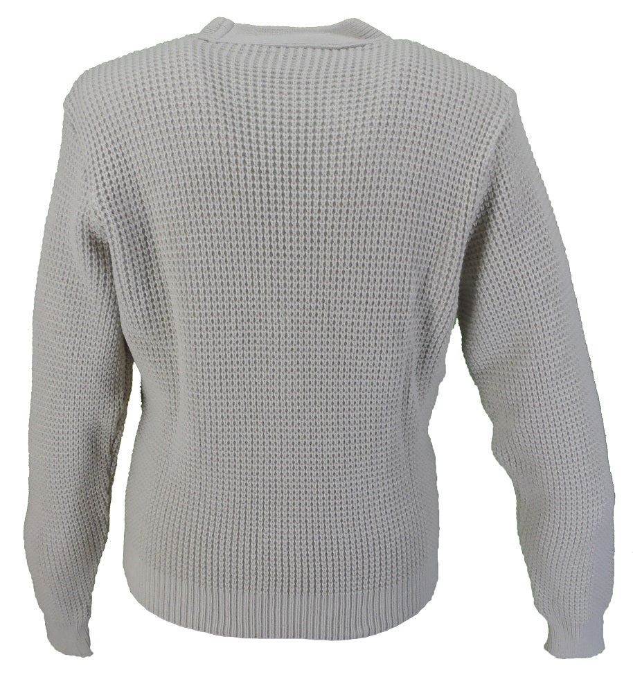 Relco Classic Retro Waffle Knit Stone Cardigan - immagine 3