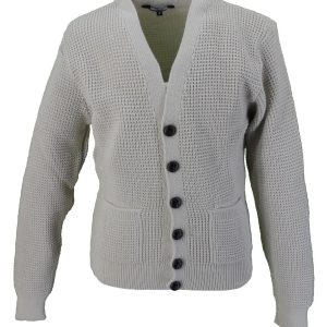 Relco Classic Retro Waffle Knit Stone Cardigan