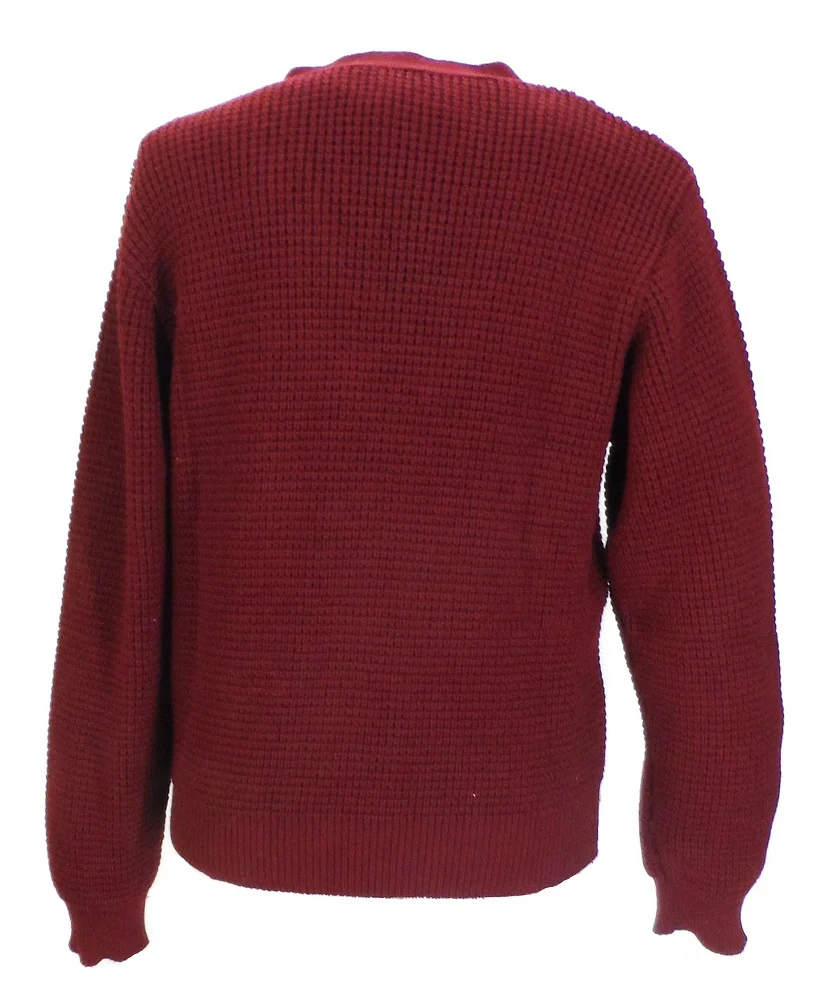 Relco Classic Retro Waffle Knit Burgundy Cardigan - immagine 3