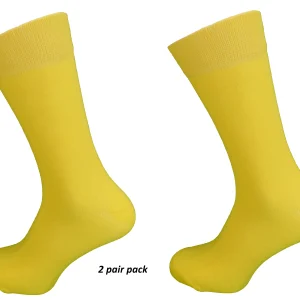 Mens 2 Pair Pack Yellow Retro Socks